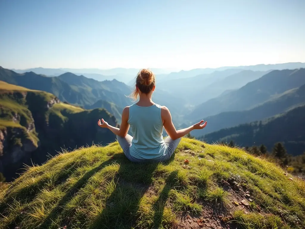 A serene image of a person meditating outdoors, symbolizing personal growth and mindfulness, suitable for Kalli's Touch life coaching services.
